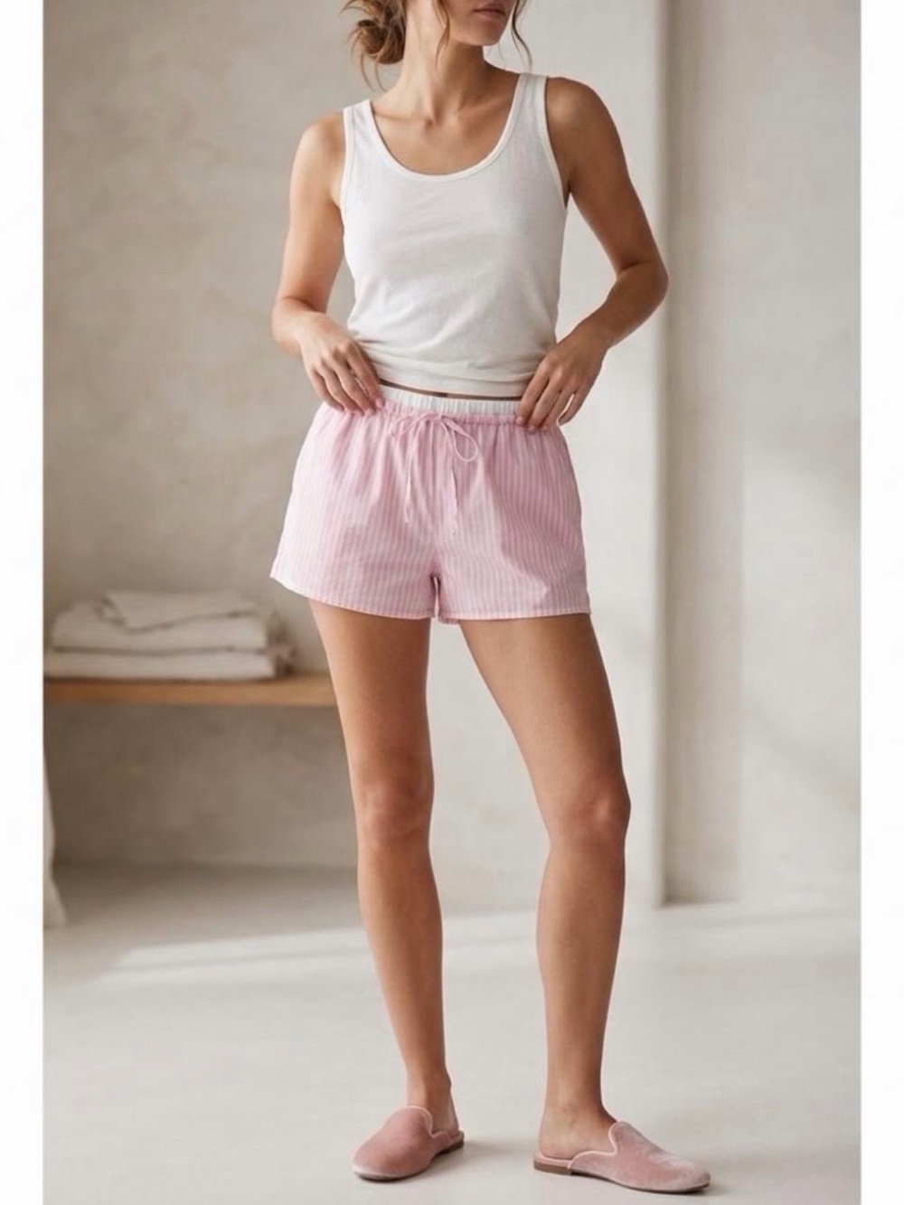 Women's Pink Striped Lounge Shorts